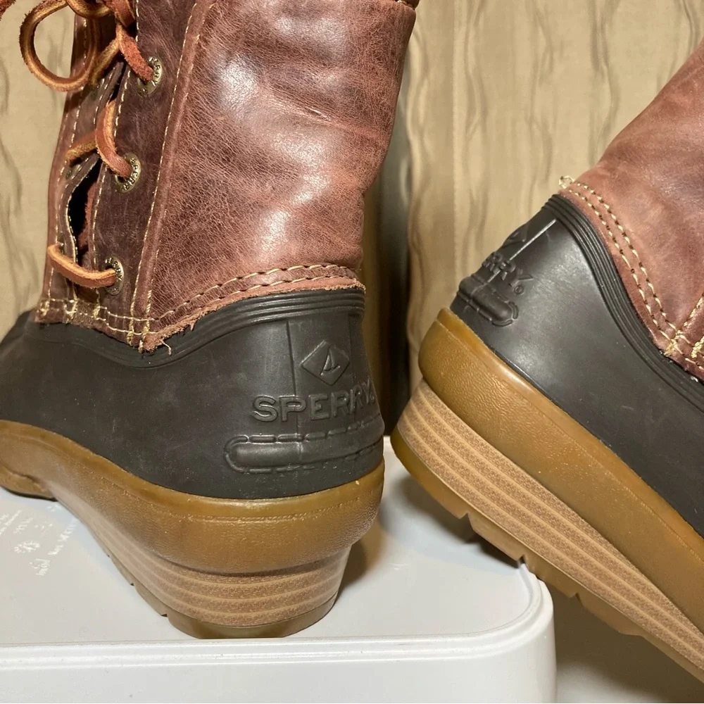 Sperry Top Sider Saltwater Wedge Tide Women's 7 Duck Boot Brown Leather STS80770